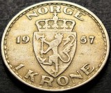 Moneda 1 COROANE / KRONE - NORVEGIA, anul 1957 * cod 413 E