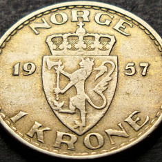 Moneda 1 COROANE / KRONE - NORVEGIA, anul 1957 * cod 413 E