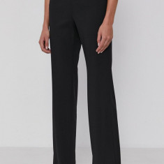 Emporio Armani pantaloni femei, culoarea negru, drept, high waist