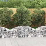 Cos Gabion Arcuit Gossi, 150x30x40/60 cm, Fier Galvanizat, Argintiu, Gradina, Ghiveci, Bariera Decorativa, Izolare Fonica