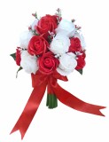 Buchet de Flori EVENTISSIMI - 27 Trandafiri, Alb Rosu, Eventissimi&reg;