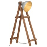 Cumpara ieftin Lampa de podea, argintiu, lemn masiv de mango, E27