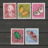 Fluturi Pro Juventute Sc. B267-271 (Scott) Elvetia 1957, Fauna, Nestampilat