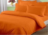 Cumpara ieftin Lenjerie de pat matrimonial cu husa elastic pat si fata perna dreptunghiulara, June, bumbac ranforce, gramaj tesatura 120 g/mp, Portocaliu