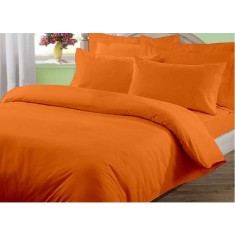 Lenjerie de pat matrimonial SUPER cu husa de perna dreptunghiulara, June, bumbac ranforce, gramaj tesatura 120 g/mp, Portocaliu
