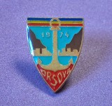 Insigna RSR - stema orașului Orșova (județul Mehedinți) adoptată &icirc;n anul 1974