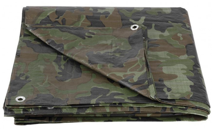 Tarpaulin Khaki 6x10 m, 80 g/m, camuflaj, olive