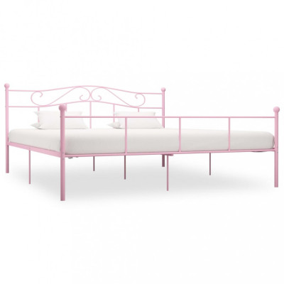 Cadru de pat, roz, 180 x 200 cm, metal foto