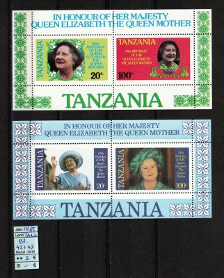 Tanzania, 1985 | Aniversare 85 ani regina mamă - Monarhie | MNH | aph foto
