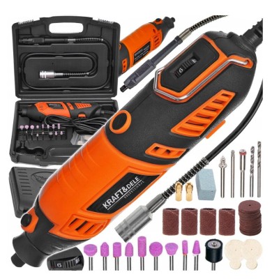 Mini polizor drept, 270 W, cu accesorii, 126 piese, Kraft foto