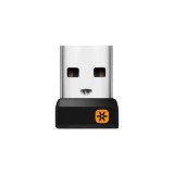 Receptor USB Logitech Unifying, Pana la 6 tastaturi si mouse-uri compatibile, Negru