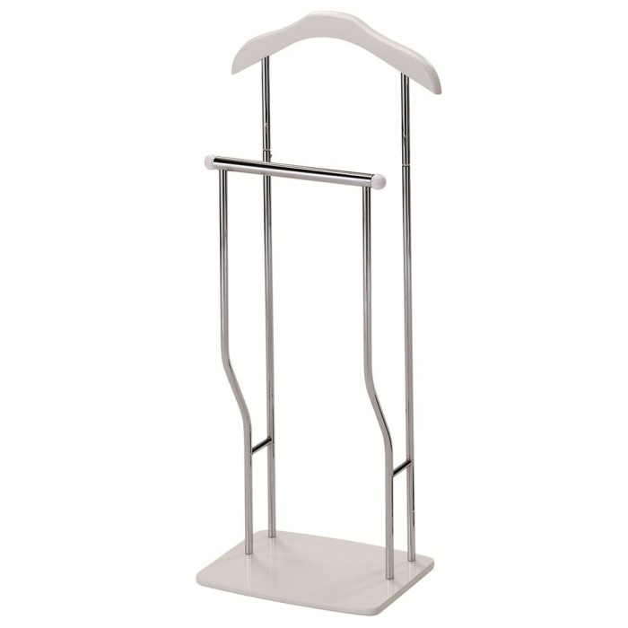 Portmantou dublu, tip valet, SL Greg, cromat, lemn, 107 cm, alb