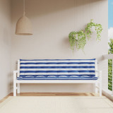 Perne banca, 2 buc, dungi albastre si albe, 200x50x7 cm, textil GartenMobel Dekor, vidaXL
