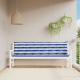 Gossi perne banca, 2 buc, dungi albastre si albe, 200x50x7 cm, textil