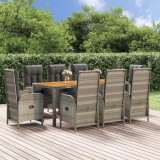 VidaXL Set mobilier grădină cu perne, 9 piese, gri, poliratan