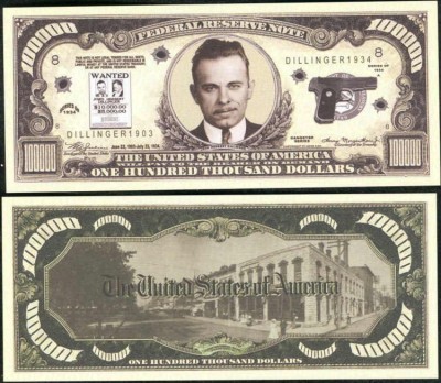 !!! SUA = FANTASY NOTE = JOHN DILLINGER - 2009 - UNC / SERIA GANGSTERI foto