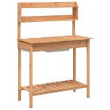 Cumpara ieftin Masa plantare cu chiuveta maro 147,5x44x139,5cm lemn masiv brad