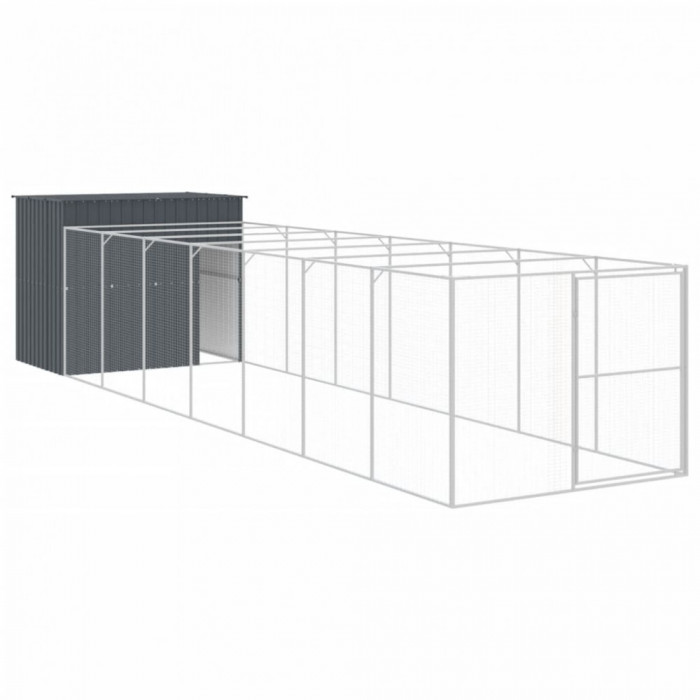 Cusca de caine cu tarc antracit 214x865x181 cm otel galvanizat GartenMobel Dekor