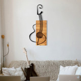 Decoratiune de perete, Gitar, lemn/metal, 39 x 13 cm, negru/maro, Enzo