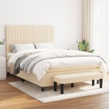 vidaXL Pat box spring cu saltea, crem, 140x200 cm, textil 3136754