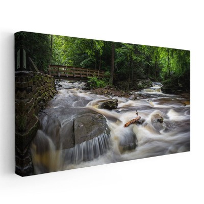 Tablou peisaj cu rau in padure Tablou canvas pe panza CU RAMA 70x140 cm foto