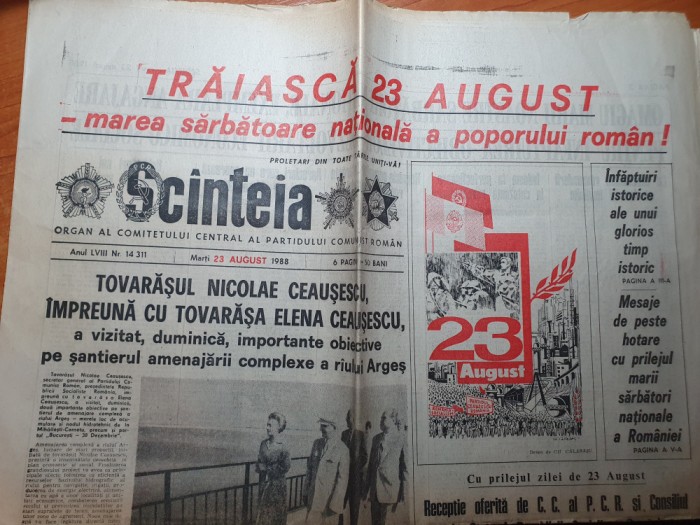 scanteia 23 august 1988-vizita lui ceausescu la mihailesti-cornetu