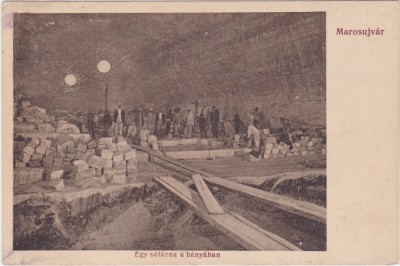 CP Marosujvar Ocna Mures egy sotarna a banyaban Pivnita de sara in mina ND(1914) foto