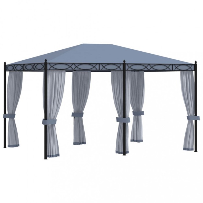 Pavilion cu ecrane din plasa, antracit, 3 x 4 m, otel