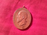 MEDALIE CAROL I - IN AMINTIREA ANULUI AL 40-LEA AL CAPITANIEI MELE , bronz , h=3,7cm