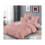 Cumpara ieftin Lenjerie de Pat Dublu, Bumbac Finet-Creponat, 6 Piese, Roz Pudra Deschis-LJ1109