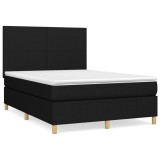 Cumpara ieftin Pat box spring cu saltea, negru, 140x190 cm, textil