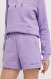 Peak Performance pantaloni scurti femei, culoarea violet, neted, high waist