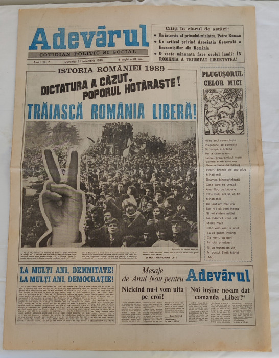 Ziarul ADEVĂRUL (31 decembrie 1989) Anul I nr. 7