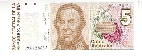 B11 - Bancnota foarte veche - Argentina - 5 australes