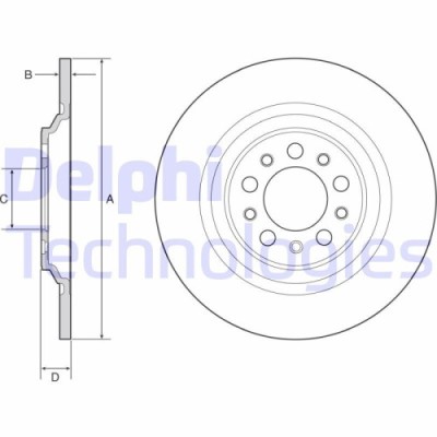 Set discuri frana spate DELPHI, Jeep Cherokee (Kl), 06.2013-, spate; puntea spate foto