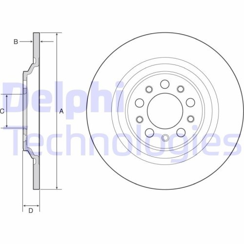 Set discuri frana spate DELPHI, Jeep Cherokee (Kl), 06.2013-, spate; puntea spate