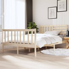 vidaXL Cadru de pat dublu 4FT6, 135x190 cm, lemn masiv