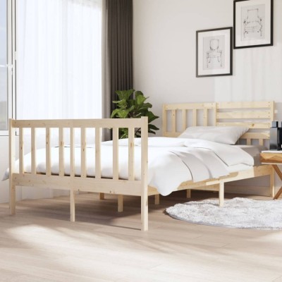 vidaXL Cadru de pat dublu 4FT6, 135x190 cm, lemn masiv foto