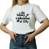 Tricou Dama cu mesaj amuzant, Zi de nastere 50 ani, La multi ani, alb marimea S