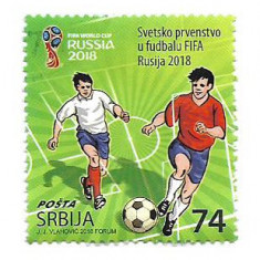 Serbia (3) - Fotbal - Cupa Mondiala FIFA Rusia, 2018 - 74 Din, obliterata