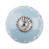 Cumpara ieftin Buton mobilier ceramica albastra alba &Oslash; 4x4 cm