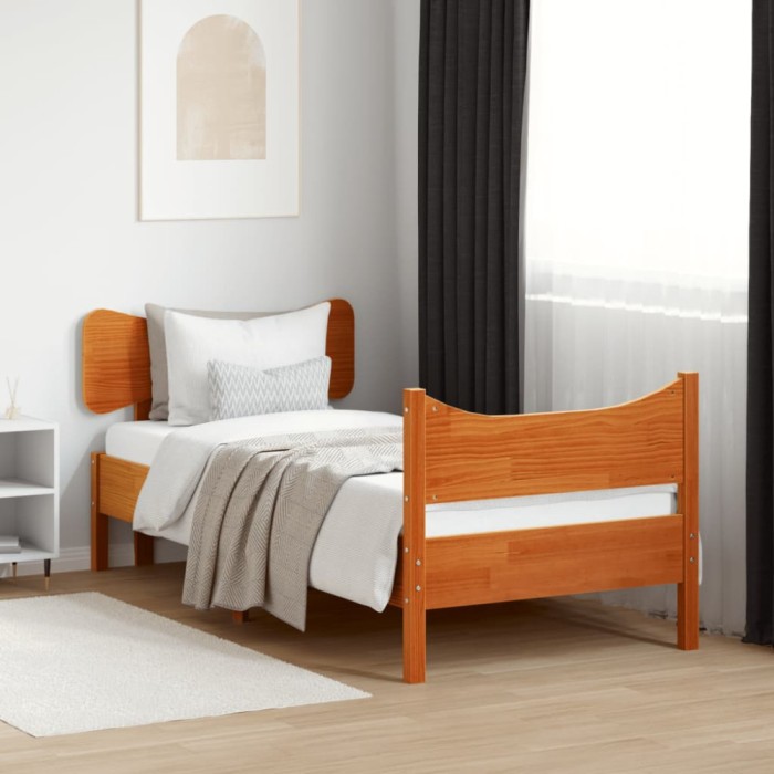 vidaXL Cadru pat fără saltea, maro ceruit, 90x190 cm, lemn masiv pin 3216404
