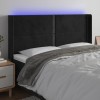 Gossi tablie de pat cu led, negru, 203x16x118/128 cm, catifea