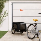 VidaXL Remorcă bicicletă animale companie, negru, textil oxford/fier