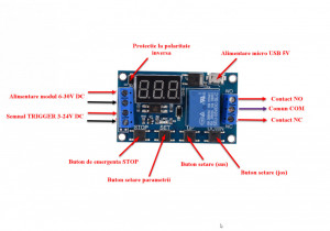 Releu temporizare temporizator timer 12V 24V microUSB 0.1-999min | Okazii.ro