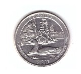Moneda SUA 25 centi/quarter dollar Minnesota Voyageurs 2018 D, stare foarte buna, America de Nord, Cupru-Nichel