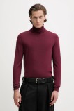 HUGO pulover de lana culoarea roz, light, cu guler