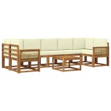 vidaXL Set de canapele de exterior 8 pcs Natural și Crem Poliester 3385076