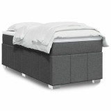 vidaXL Pat box spring cu saltea, gri &icirc;nchis, 100x200 cm, textil 3285450