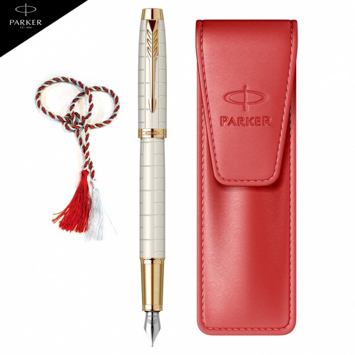 Stilou Parker IM premium alb cu etui piele